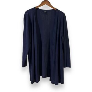 NEW Talbots Woman Petite 2X Plus Navy Blue Open Front Cardigan Coastal Chic 2XP